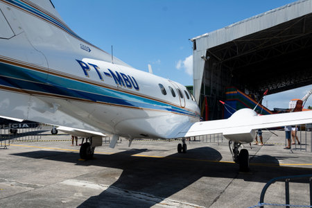 Salvador, Bahia, Brazil - November 11, 2014: PT-MBU plane from the Brazilian air force on display at...