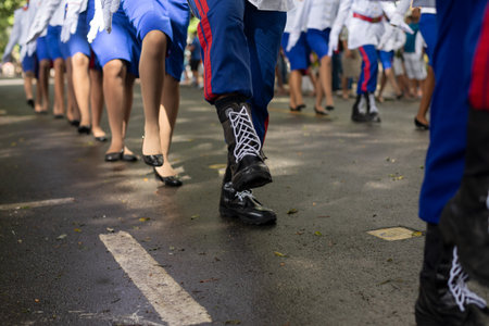 Salvador, Bahia, Brazil - September 07, 2023: Students from the Army Military School are seen during a tribute to Brazilian Independence Day in the city of Salvador, Bahia.のeditorial素材