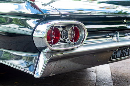 Salvador, Bahia, Brazil - November 1, 2014: View of the front of a Ford Cadillac car at an exhibition of vintage cars in the city of Salvador, Bahia.のeditorial素材