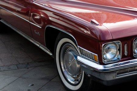 Salvador, Bahia, Brazil - November 1, 2014: Front part of the General Motors Cadillac DeVille car at a vintage car exhibition in the city of Salvador, Bahia.のeditorial素材