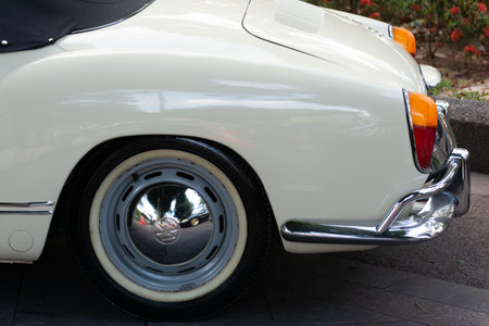 Salvador, Bahia, Brazil - November 1, 2014: Rear part of the Karmann-Ghia car at a vintage car...