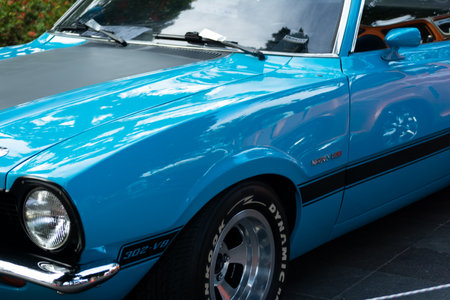 Salvador, Bahia, Brazil - November 1, 2014: Ford Maverick car from the year 1974 at a vintage car exhibition in the city of Salvador, Bahia.のeditorial素材