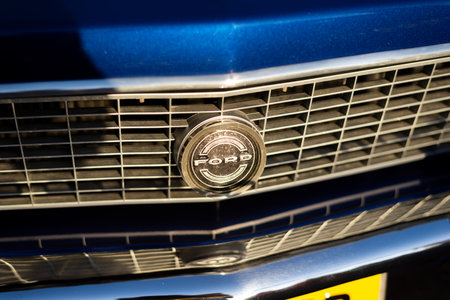 Salvador, Bahia, Brazil - December 02, 2023: Logo of a Ford brand car. City of Salvador, Bahia.のeditorial素材
