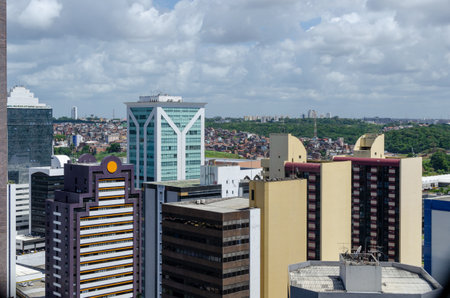 Salvador, Bahia, Brazil - January 14, 2015: View from the top of commercial buildings in the city of Salvador, Bahia.のeditorial素材