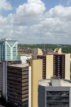 Salvador, Bahia, Brazil - January 14, 2015: View from the top of commercial buildings in the city of Salvador, Bahia.のeditorial素材