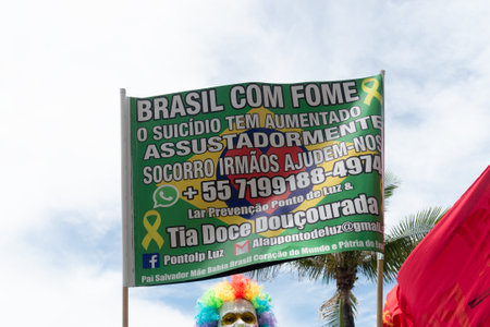 Salvador, Bahia, Brazil - March 08, 2020: Protesters are seen during International Women Day in the city of Salvador, Bahia.のeditorial素材