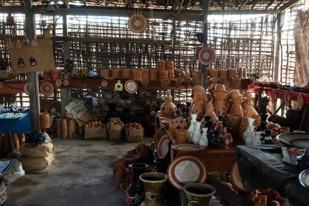 Aratuipe, Bahia, Brazil - May 30, 2015: Internal view of a ceramic pottery in Maragogipinho in the city of Aratuipe, Bahia.のeditorial素材