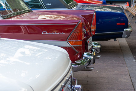 Salvador, Bahia, Brazil - November 1, 2014: Several old cars together on display at PraÃ§a 2 de Julho in the city of Salvador, Bahia.のeditorial素材