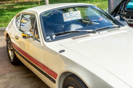 Salvador, Bahia, Brazil - November 1, 2014: A 1973 Volkswagen SP-2 car is seen at a vintage car exhibition in the city of Salvador, Bahia.のeditorial素材