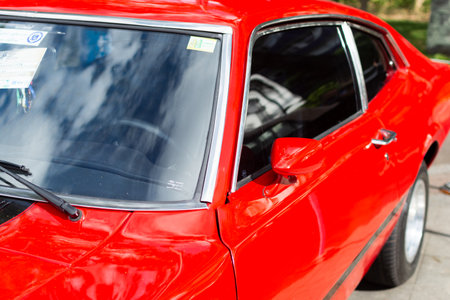 Salvador, Bahia, Brazil - November 1, 2014: A Ford Maverick car from the 1970s is seen at a vintage car exhibition in the city of Salvador, Bahia.のeditorial素材