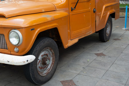 Salvador, Bahia, Brazil - November 1, 2014: Detail of the front part of a FORD F75 PICK UP at a vintage car exhibition in the city of Salvador, Bahia.のeditorial素材