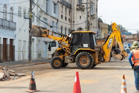 Salvador, Bahia, Brazil - January 05, 2024: Redevelopment of Conceicao da Praia street in the Comercio neighborhood in the city of Salvador, Bahia.のeditorial素材