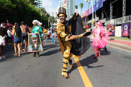 Salvador, Bahia, Brazil - February 03, 2024: Cultural groups are seen dancing during the Fuzue...