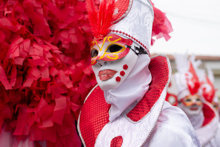 Maragogipe, Bahia, Brazil - February 11, 2024: People dressed in different styles are seen having fun during the carnival in the city of Maragogipe, Bahia.のeditorial素材