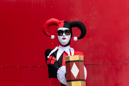 Maragogipe, Bahia, Brazil - February 11, 2024: People are seen wearing costumes and masks during the carnival in the city of Maragogipe in Bahia.のeditorial素材