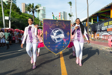 Salvador, Bahia, Brazil - February 03, 2024: Public school students in Bahia are seen parading...