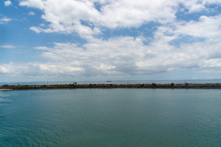 View of the sea from BaÃ­a de Todos os Santos located in Salvador, Bahia.の写真素材