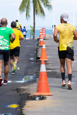Salvador, Bahia, Brazil - September 15, 2019: People are seen participating in a race in the city of Salvador, Bahia.のeditorial素材