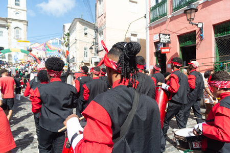 Salvador, Bahia, Brazil - July 02, 2024: Public school students are seen performing during the Dois...