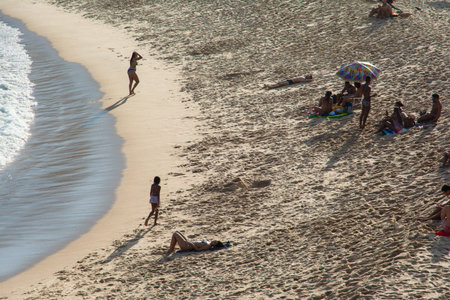 Salvador, Bahia, Brazil - July 06, 2019: People are seen having fun on Paciencia beach in the city of Salvador, Bahia.のeditorial素材