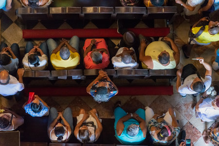 Salvador, Bahia, Brazil - December 08, 2019: Catholic faithful are seen attending masses at the Conceicao da Praia church in the city of Salvador, Bahia.のeditorial素材