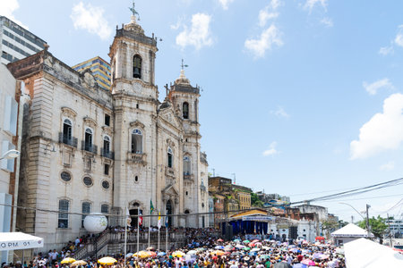 Salvador, Bahia, Brazil - December 08, 2019: View of the facade of the Conceicao da Praia church in the city of Salvador, Bahia.のeditorial素材