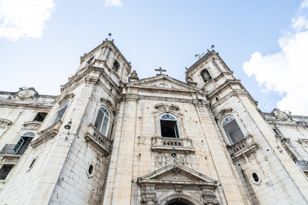 Salvador, Bahia, Brazil - December 08, 2019: Bottom view of the facade of the Conceicao da Praia church in the city of Salvador, Bahia.のeditorial素材