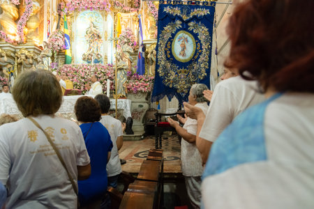 Salvador, Bahia, Brazil - December 08, 2019: Catholic faithful are seen attending masses at the Conceicao da Praia church in the city of Salvador, Bahia.のeditorial素材