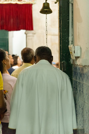 Salvador, Bahia, Brazil - December 08, 2019: Catholic faithful are seen attending masses at the Conceicao da Praia church in the city of Salvador, Bahia.のeditorial素材