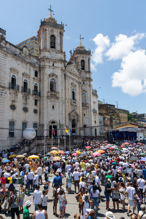 Salvador, Bahia, Brazil - December 08, 2019: View of the facade of the Conceicao da Praia church in the city of Salvador, Bahia.のeditorial素材