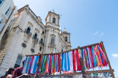 Salvador, Bahia, Brazil - December 08, 2019: View of the facade of the Conceicao da Praia church in the city of Salvador, Bahia.のeditorial素材
