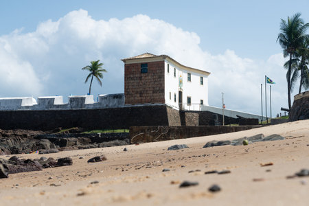 Salvador, Bahia, Brazil - September 01, 2024: View of Forte Santa Maria, located on Barra beach. City of Salvador, Bahia.のeditorial素材