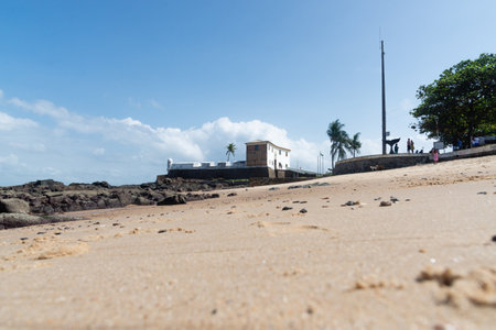 Salvador, Bahia, Brazil - September 01, 2024: View of the Santa Maria Fort located on Porto da Barra beach in the city of Salvador, Bahia.のeditorial素材