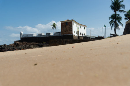 Salvador, Bahia, Brazil - September 01, 2024: View of the Santa Maria Fort located on Porto da Barra beach in the city of Salvador, Bahia.のeditorial素材