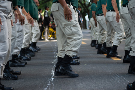 Salvador, Bahia, Brazil - September 07, 2024: Army soldiers are seen standing during the celebration of Brazilian Independence Day. City of Salvador, Bahia.のeditorial素材