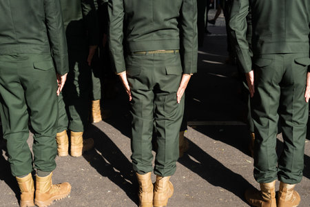 Salvador, Bahia, Brazil - September 07, 2024: Army soldiers are seen standing during the celebration of Brazilian Independence Day. City of Salvador, Bahia.のeditorial素材