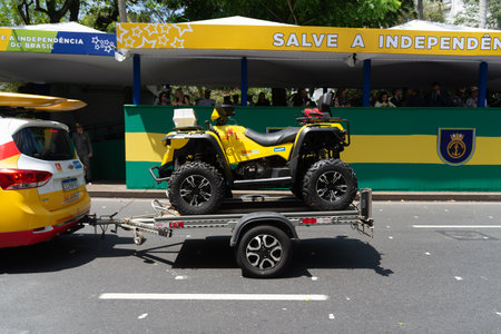 Salvador, Bahia, Brazil - September 07, 2024: Salvamar car is seen during the Brazilian Independence Day parade in the city of Salvador.のeditorial素材