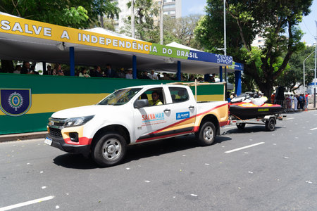 Salvador, Bahia, Brazil - September 07, 2024: Salvamar car is seen during the Brazilian Independence Day parade in the city of Salvador.のeditorial素材