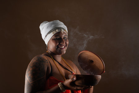 Salvador, Bahia, Brazil - October 21, 2024: Beautiful smiling woman in traditional Candomble...