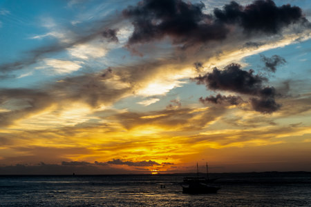 Romantic and beautiful sunset view in the city of Salvador, Bahia.の写真素材