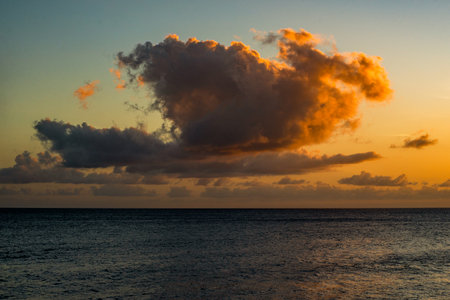 Beautiful view of a dramatic sunset with vibrant colors. Living nature. Brazilの写真素材