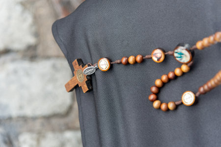 Detail of a crucifix. Palm Sunday Mass. Salvador, Brazilの写真素材