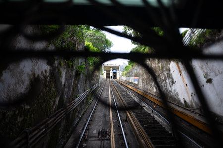 Salvador, Bahia, Brazil - January 15, 2025: View of the trams from the inclined plane. Public...