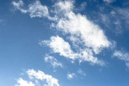 White clouds in the blue sky. Space. Background. Backdrop.の写真素材