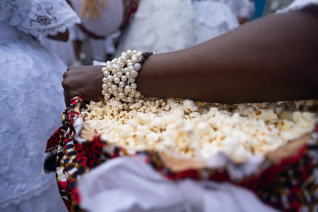 A basket of popcorn for a Candomble bath in tribute to Obaluae. A religion of African origin.
