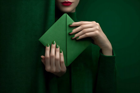 Close-up of a person holding an envelope with both hands. The scene conveys a feeling of anticipation, affection, or nostalgia, with a focus on soft details and warm lighting.の素材