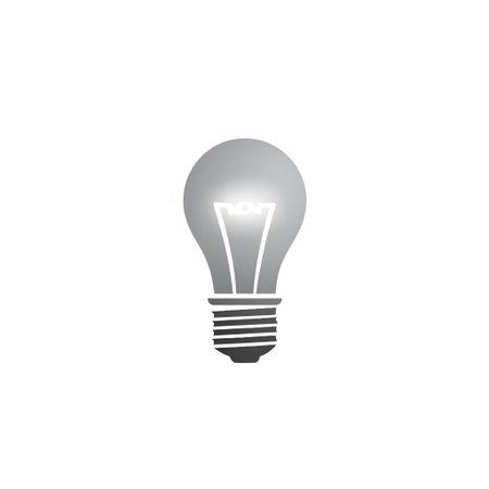 A digital illustration in the style of an incandescent lightbulb icon, depicted in gray with a soft gradient suggesting brightness or light.の素材