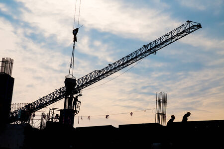 Man at work at construction siteの写真素材