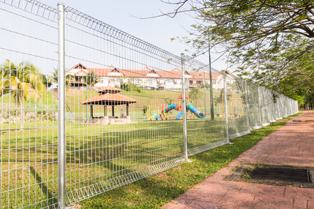 BRC type fence is gaining popularity as a security perimeter at residential and industrial areas.の写真素材
