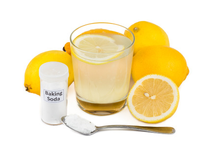 Common home remedy to treat gout inflammation - Lemon Juice mixed with Baking Sodaの写真素材